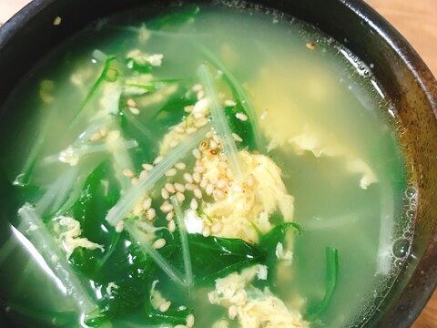 たっぷり水菜の中華卵スープ